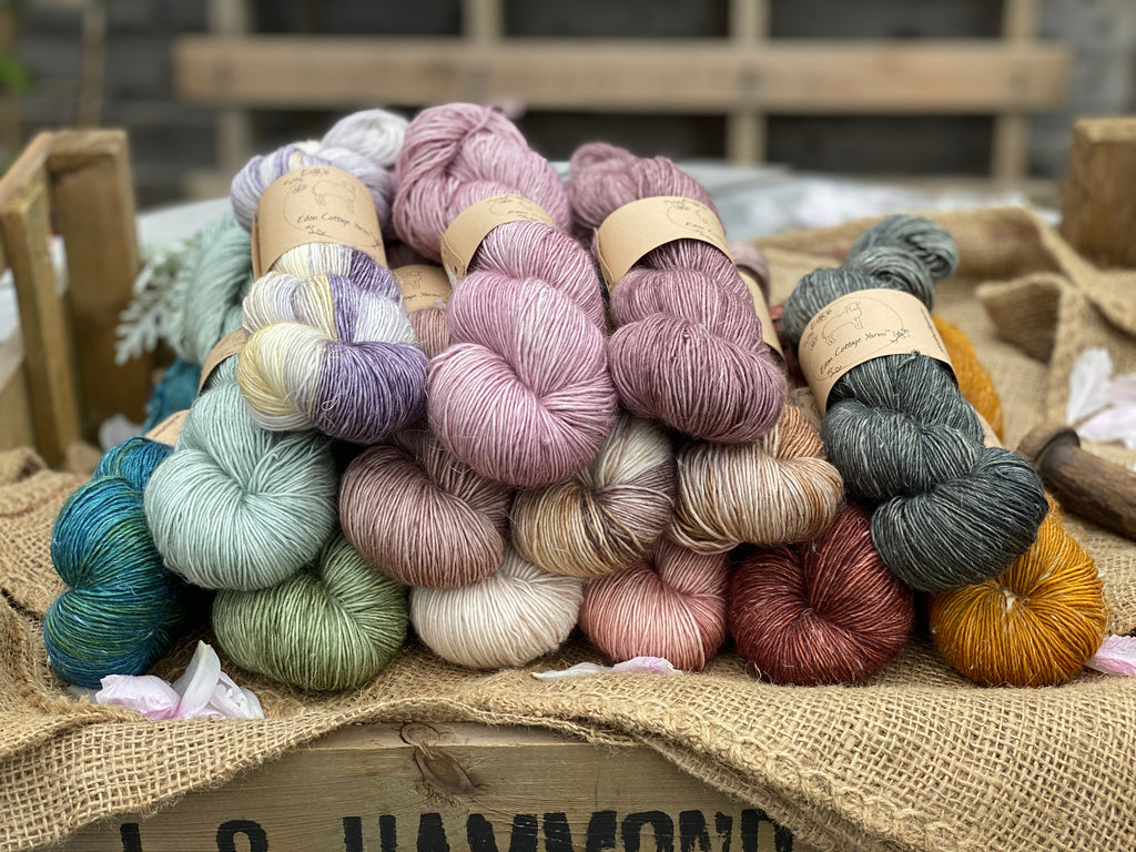 Introducing: Keld Fingering; our beautiful new hand dyed merino/linen yarn ❤️