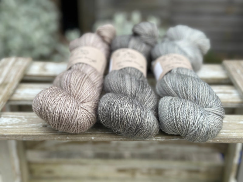 Three colour Keld Twist fingering weight yarn pack - Greys