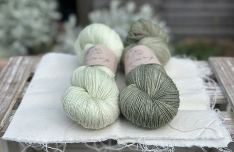 Skein Pair: hand dyed Rosedale 4ply yarn - Sage and Ivy