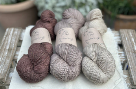 Three colour hand dyed Rosedale 4ply yarn pack - Browns