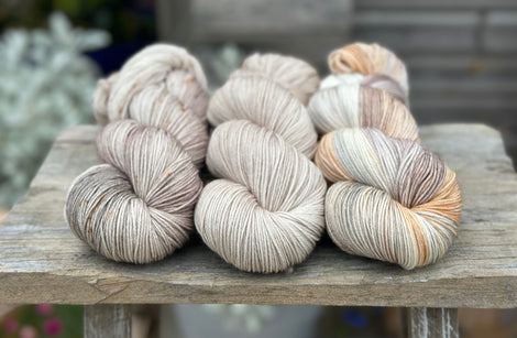 Three colour hand dyed Brimham 4ply weight yarn pack - Browns