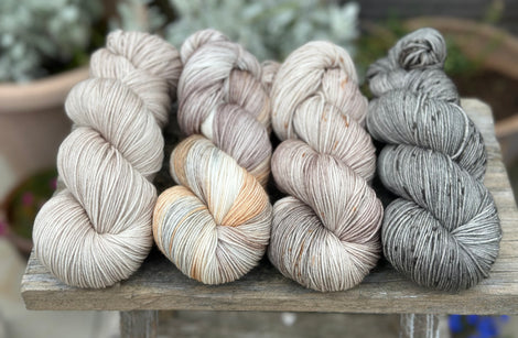 Four colour hand dyed Brimham 4ply weight yarn pack - Neutrals