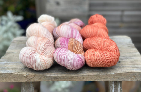 Three colour hand dyed Brimham 4ply weight yarn pack - Warm Florals