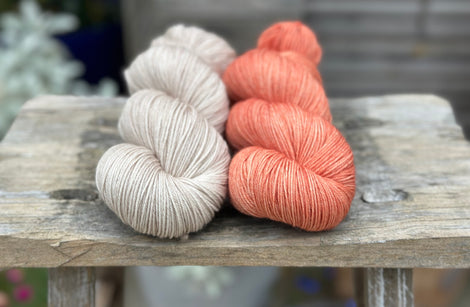 Skein pair: hand dyed Brimham 4ply yarn - Stone and Bog Myrtle