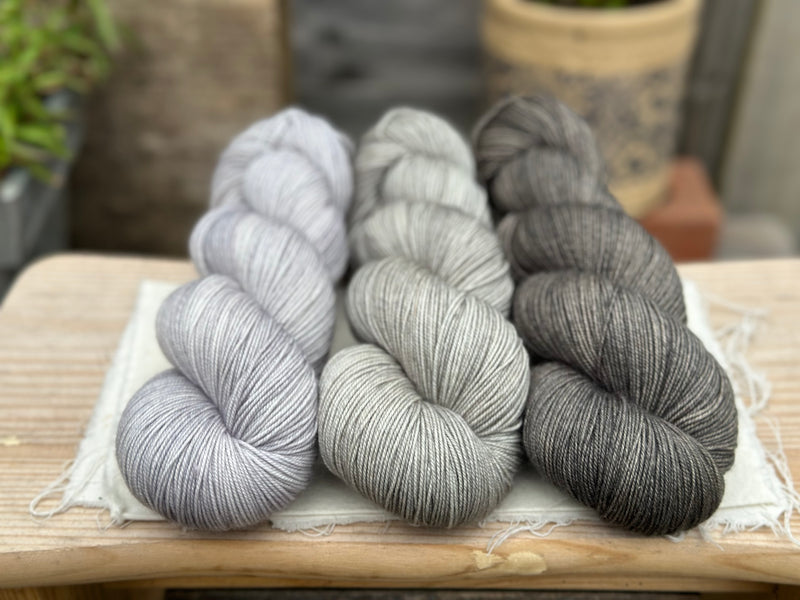 Three colour Brimham Bio 3ply weight yarn pack - Greys