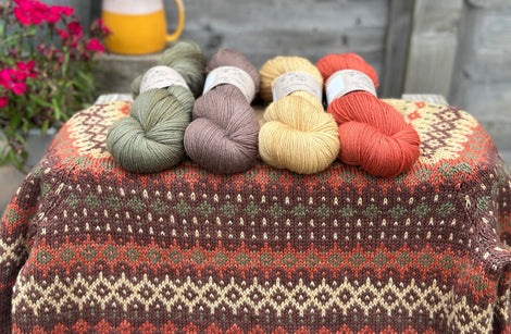 Kismet Sweater yarn pack in hand dyed Oakworth 4ply (100% Polwarth wool)