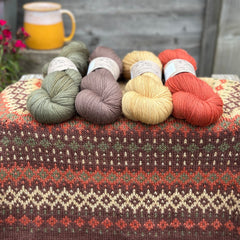 Kismet Sweater yarn pack in hand dyed Oakworth 4ply (100% Polwarth wool)