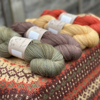 Kismet Sweater yarn pack in hand dyed Oakworth 4ply (100% Polwarth wool)