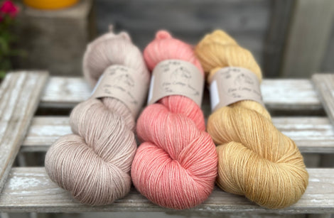 Three colour hand dyed Oakworth 4ply yarn pack - Earthy Florals