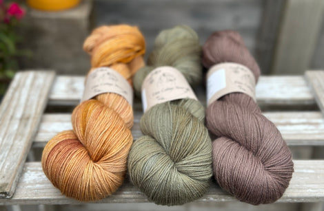 Three colour hand dyed Oakworth 4ply yarn pack - Earthy Shades