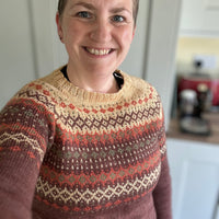 Kismet Sweater yarn pack in hand dyed Oakworth 4ply (100% Polwarth wool)