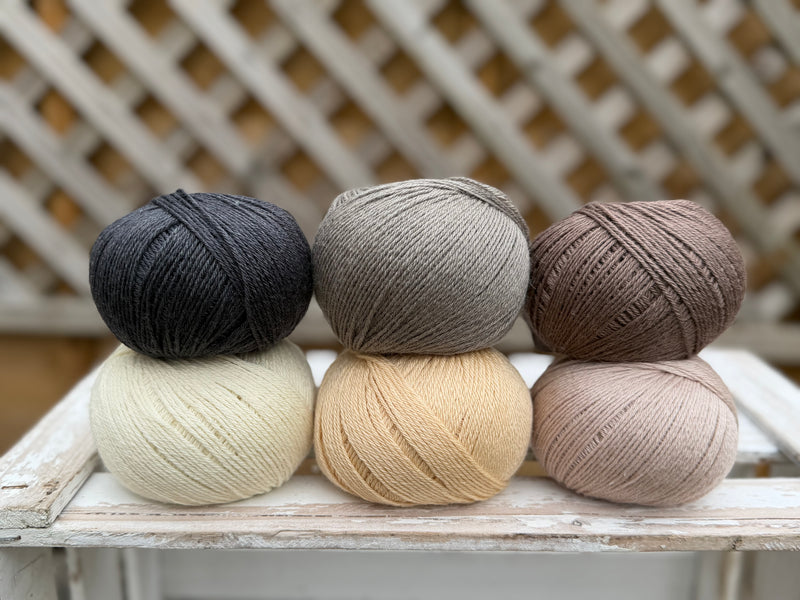 Six colour Milburn 4ply/fingering weight yarn pack - Neutrals (300g)