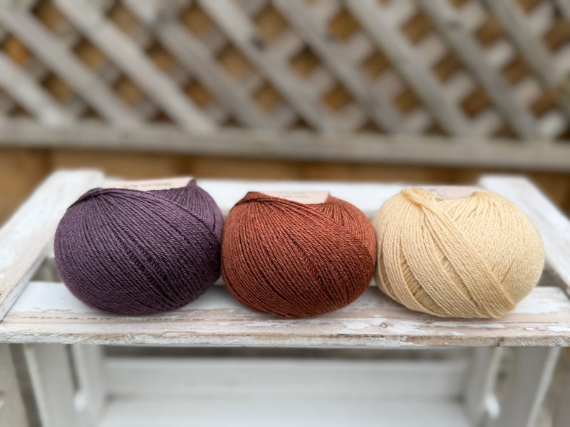 Three colour Milburn 4ply/fingering weight yarn pack - Elegance (150g)