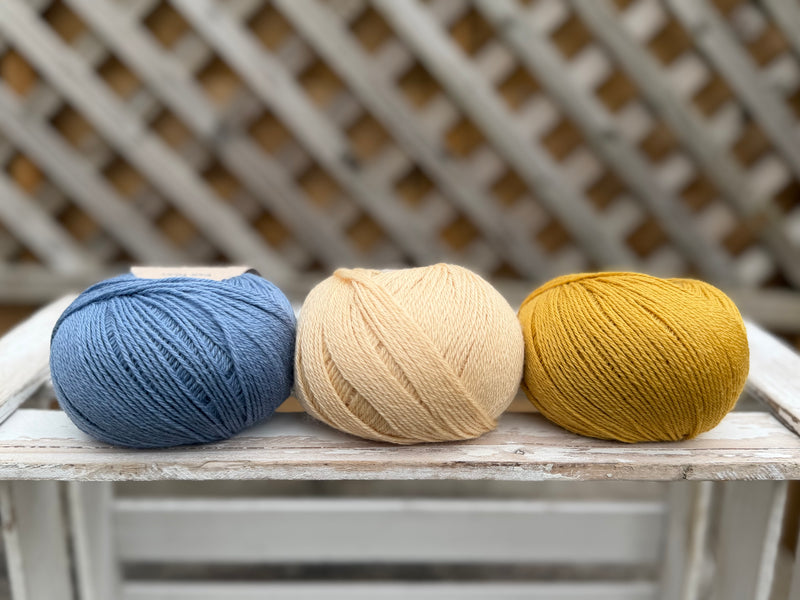 Three colour Milburn 4ply/fingering weight yarn pack - Beach Hut (150g)