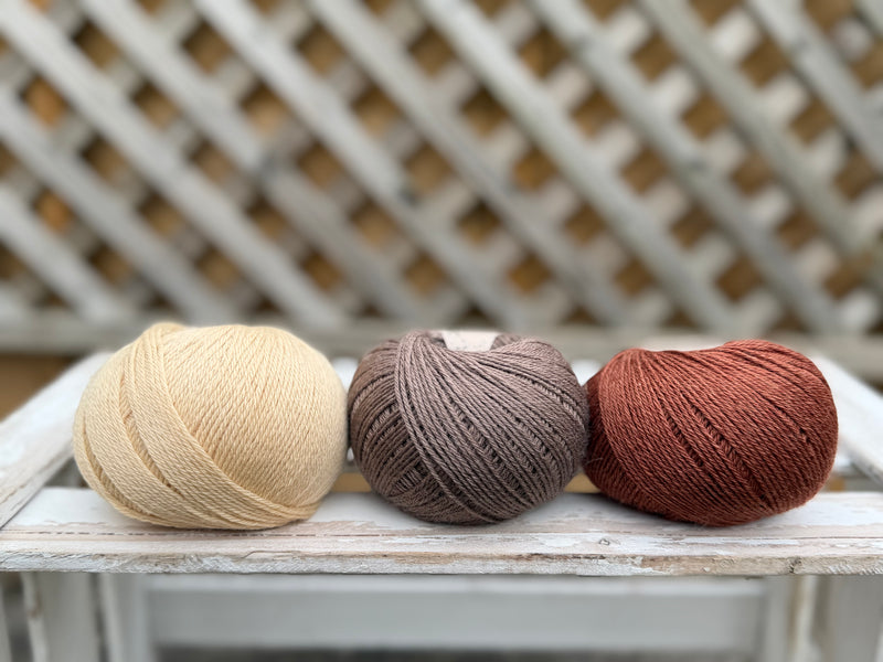 Three colour Milburn 4ply/fingering weight yarn pack - Warm Tones (150g)