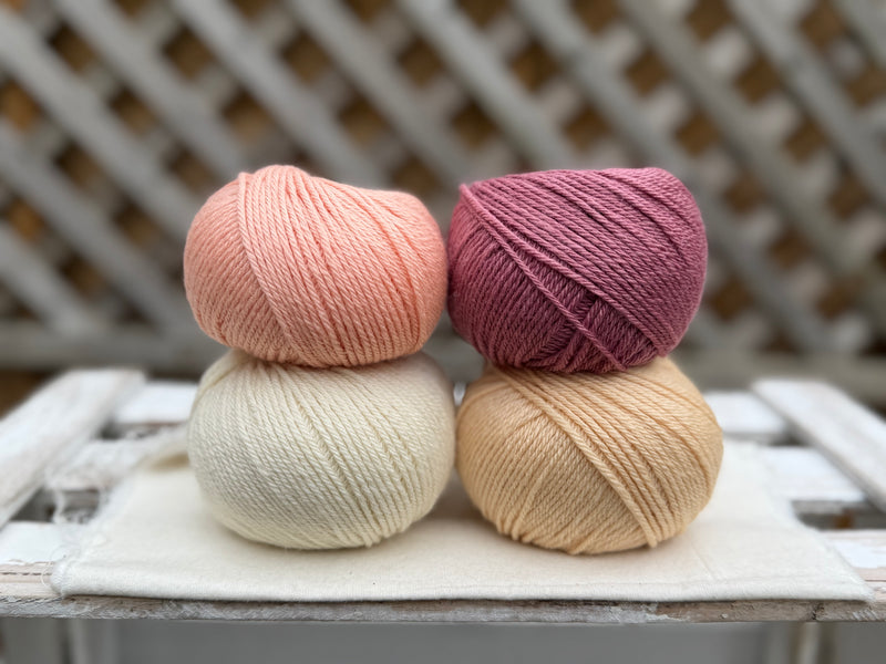 Four colour Milburn DK yarn pack - Peachy Pinks (200g)