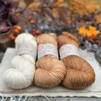 Three colour hand dyed Rosedale 4ply yarn pack - Golds