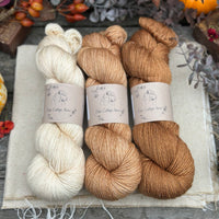 Three colour hand dyed Rosedale 4ply yarn pack - Golds