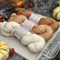 Three colour hand dyed Rosedale 4ply yarn pack - Golds