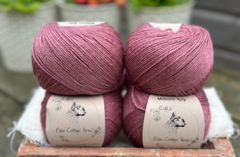 Balls of purple yarn