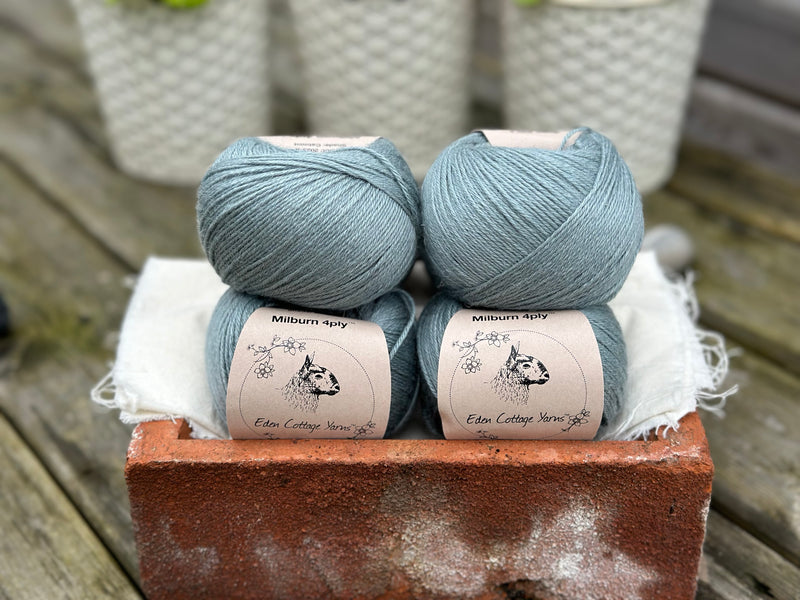 Balls of blue-green yarn
