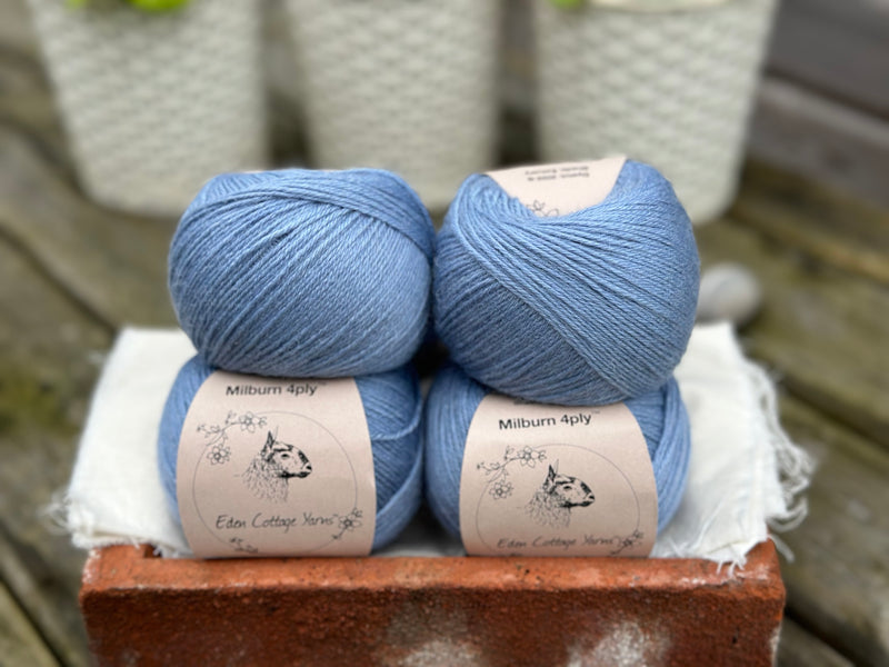 Balls of blue yarn
