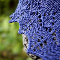 Close up of the Buttermere Shawl using Milburn 4ply in Night Sky
