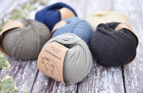 Six colours of Milburn in shades of cream, grey, blue and grey