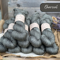 Dyed-to-order sweater quantities - Silverdale 4ply (75% superwash extrafine merino/ 15% nylon/ 10% silver stellina) hand dyed to order