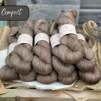 Dyed-to-order sweater quantities - Silverdale 4ply (75% superwash extrafine merino/ 15% nylon/ 10% silver stellina) hand dyed to order