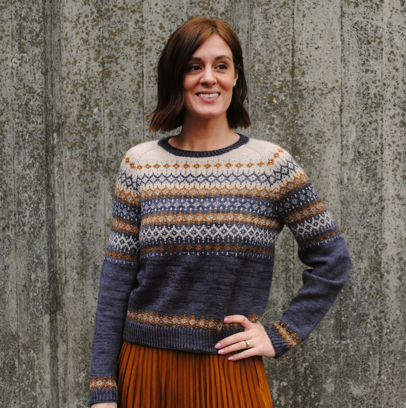 Kismet Sweater yarn pack Harvest Gold and Night Sky Eden