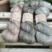 Three colour Keld Twist fingering weight yarn pack - Greys