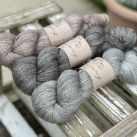 Three colour Keld Twist fingering weight yarn pack - Greys