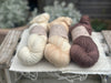 Three colour hand dyed Rosedale 4ply yarn pack - Cream and Brown