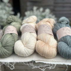 Four colour hand dyed Rosedale 4ply weight yarn pack - Green and Cream