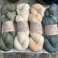 Four colour hand dyed Rosedale 4ply weight yarn pack - Green and Cream