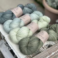 Four colour hand dyed Rosedale 4ply weight yarn pack - Cool Greens
