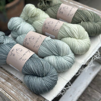 Four colour hand dyed Rosedale 4ply weight yarn pack - Cool Greens