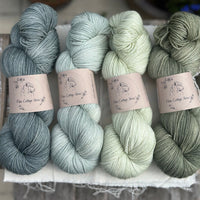 Four colour hand dyed Rosedale 4ply weight yarn pack - Cool Greens