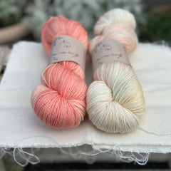 Skein Pair: hand dyed Rosedale 4ply yarn - Apricot Tulip and Spring Bulbs