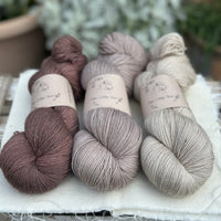 Three colour hand dyed Rosedale 4ply yarn pack - Browns