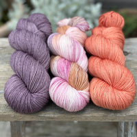 Three colour hand dyed Brimham 4ply weight yarn pack - Aquilegia