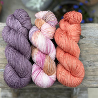 Three colour hand dyed Brimham 4ply weight yarn pack - Aquilegia