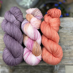 Three colour hand dyed Brimham 4ply weight yarn pack - Aquilegia
