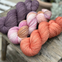 Three colour hand dyed Brimham 4ply weight yarn pack - Aquilegia