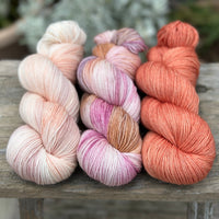 Three colour hand dyed Brimham 4ply weight yarn pack - Warm Florals