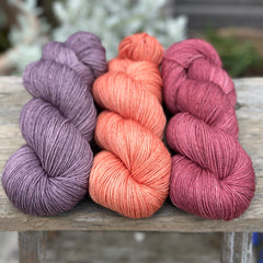 Three colour hand dyed Brimham 4ply weight yarn pack - Warm Summer