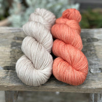 Skein pair: hand dyed Brimham 4ply yarn - Stone and Bog Myrtle