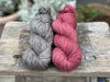 Skein pair: hand dyed Brimham 4ply yarn - Granite and Faded Bloom