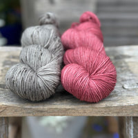 Skein pair: hand dyed Brimham 4ply yarn - Granite and Faded Bloom
